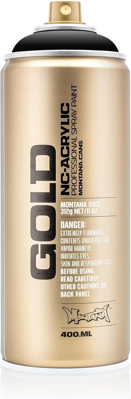 Montana Cans Montana GOLD 400 ml Color, Shock Black Spray Paint,MXG-S9000, 13.5 Ounce (Pack of 1)